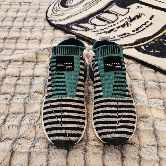 ADIDAS Men's EQT Support SK Originals Primeknit Slip Ons Black Green Grey - Picture 5 of 9